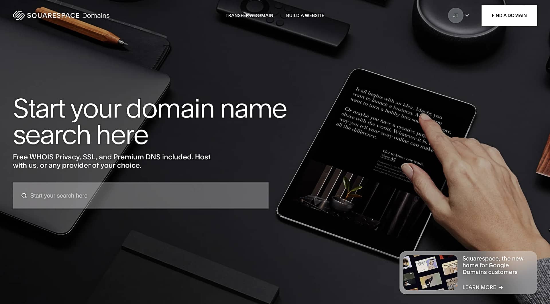 Squarespace Domains landing page.