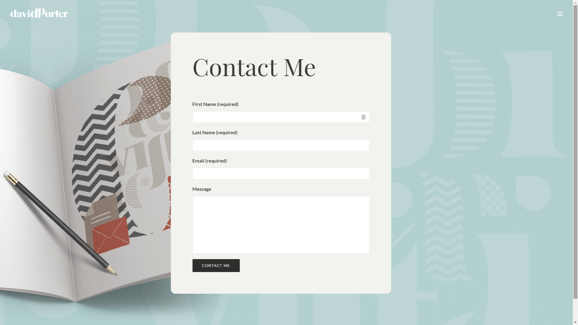 A homepage contact form.