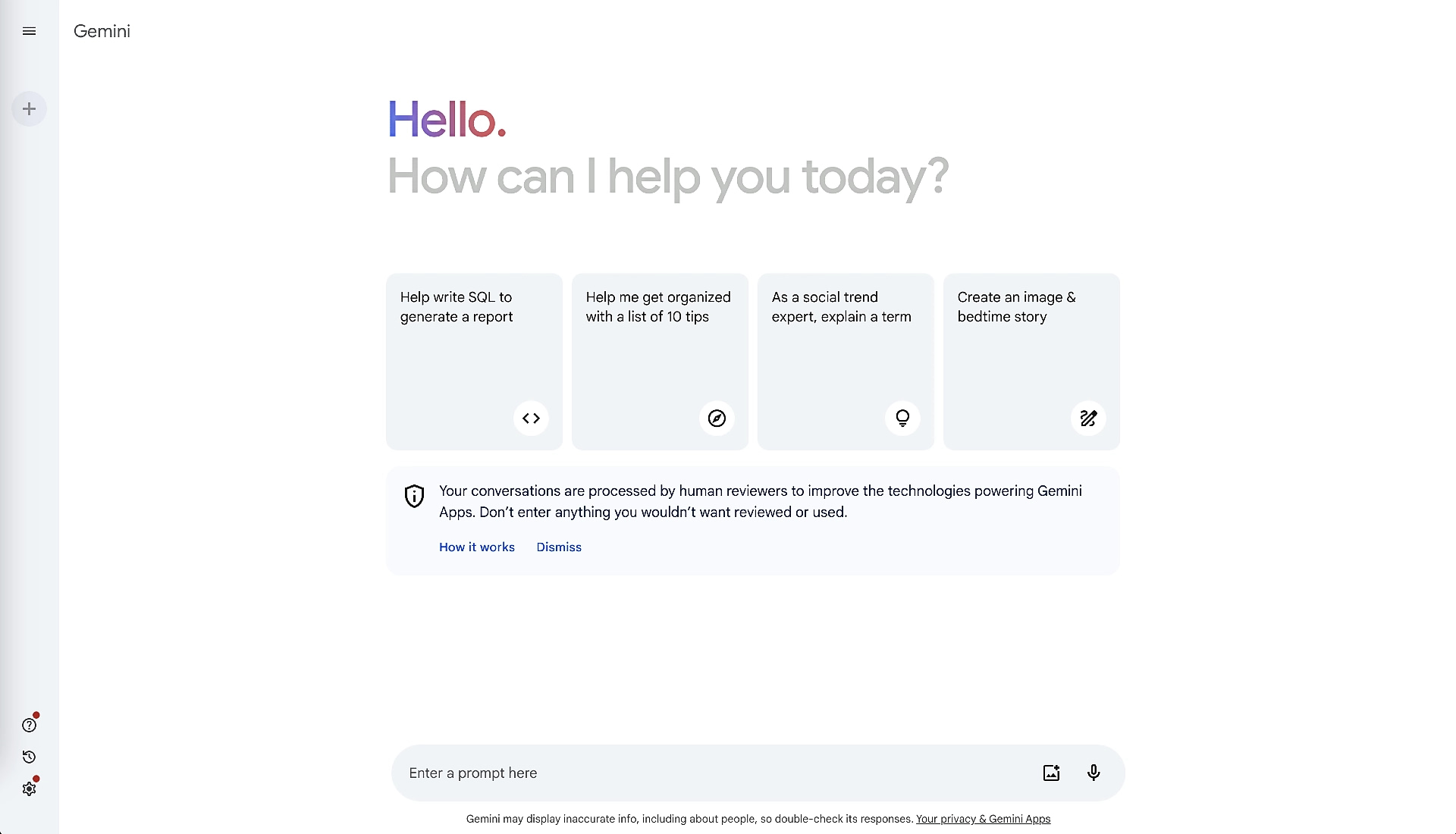 Google Gemini conversation screen.