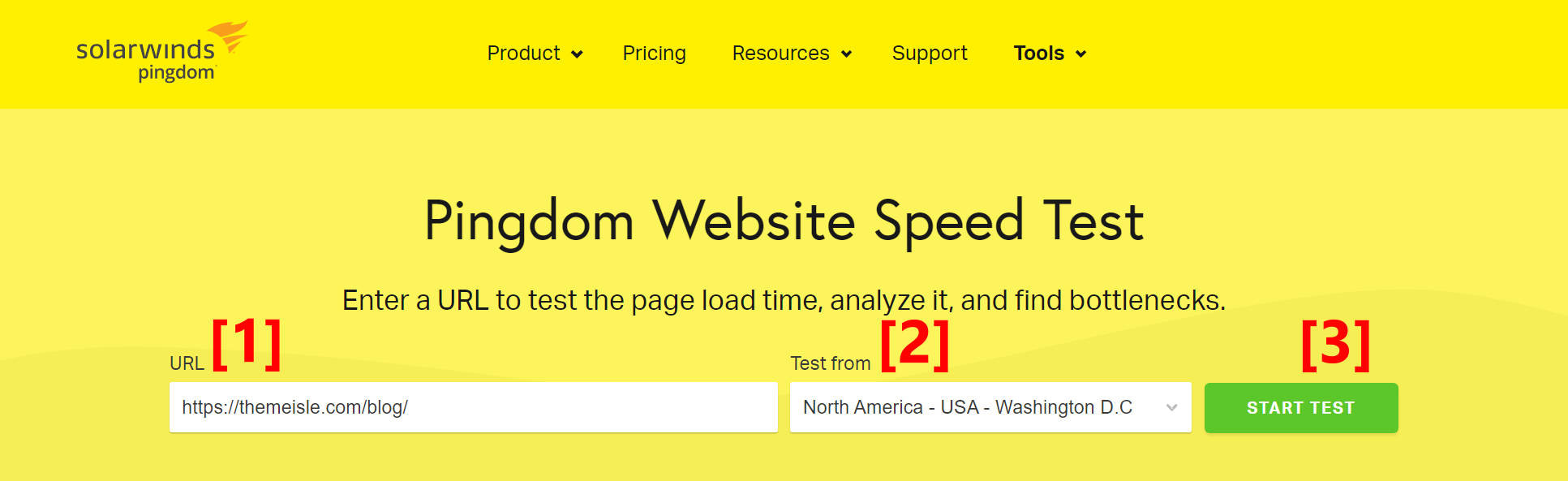 Pingdom speed test setup