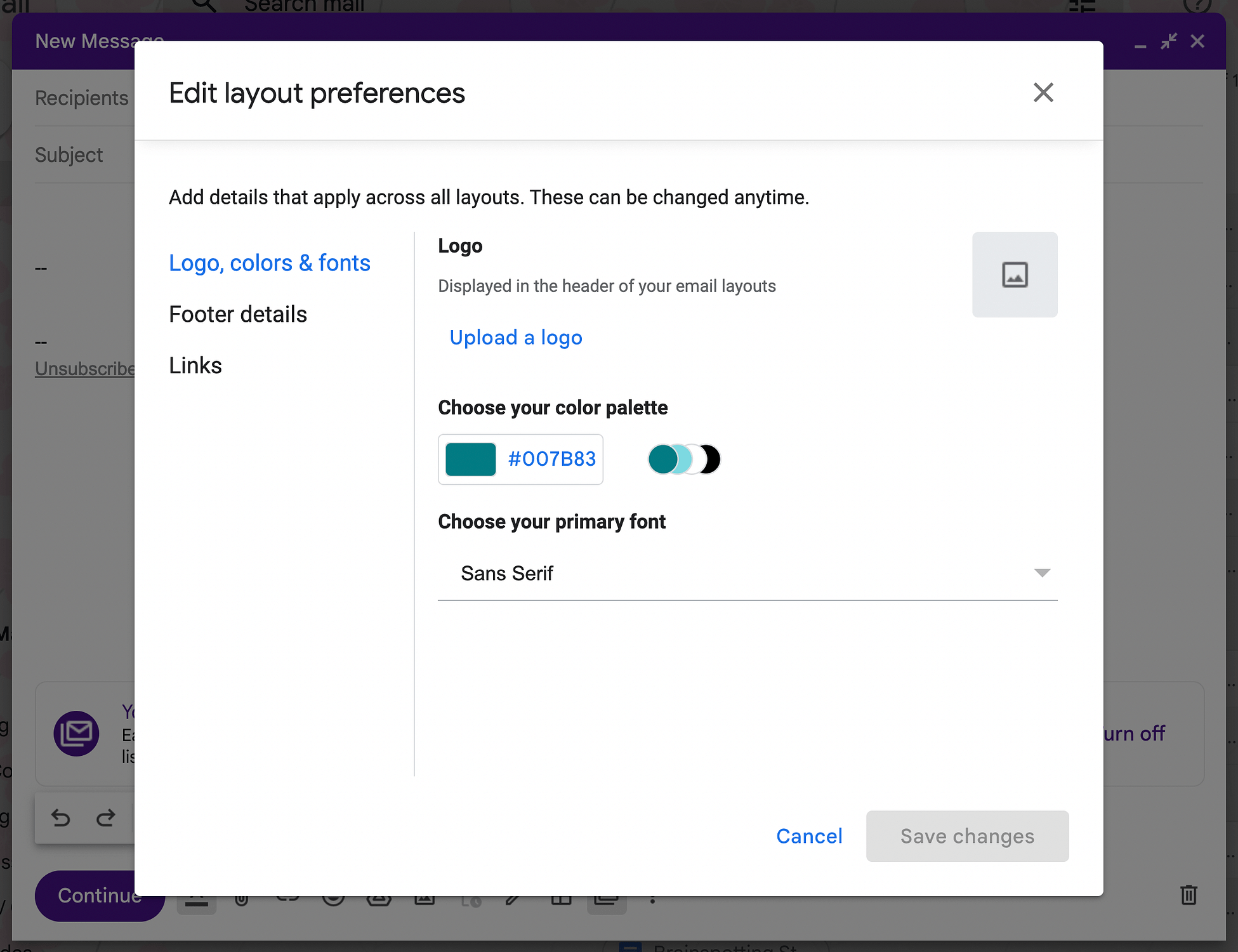 Edit layout preferences in Gmail's multi-send mode.