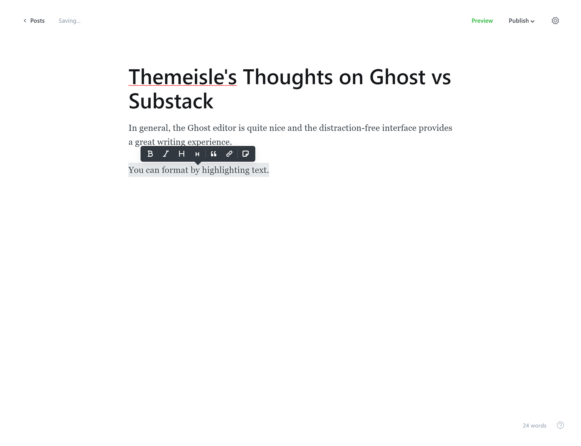 Ghost editor