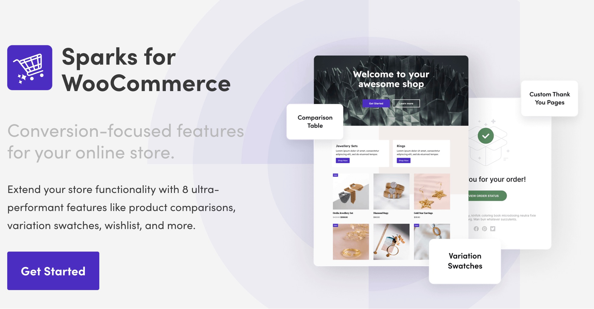 The Sparks for WooCommerce homepage.