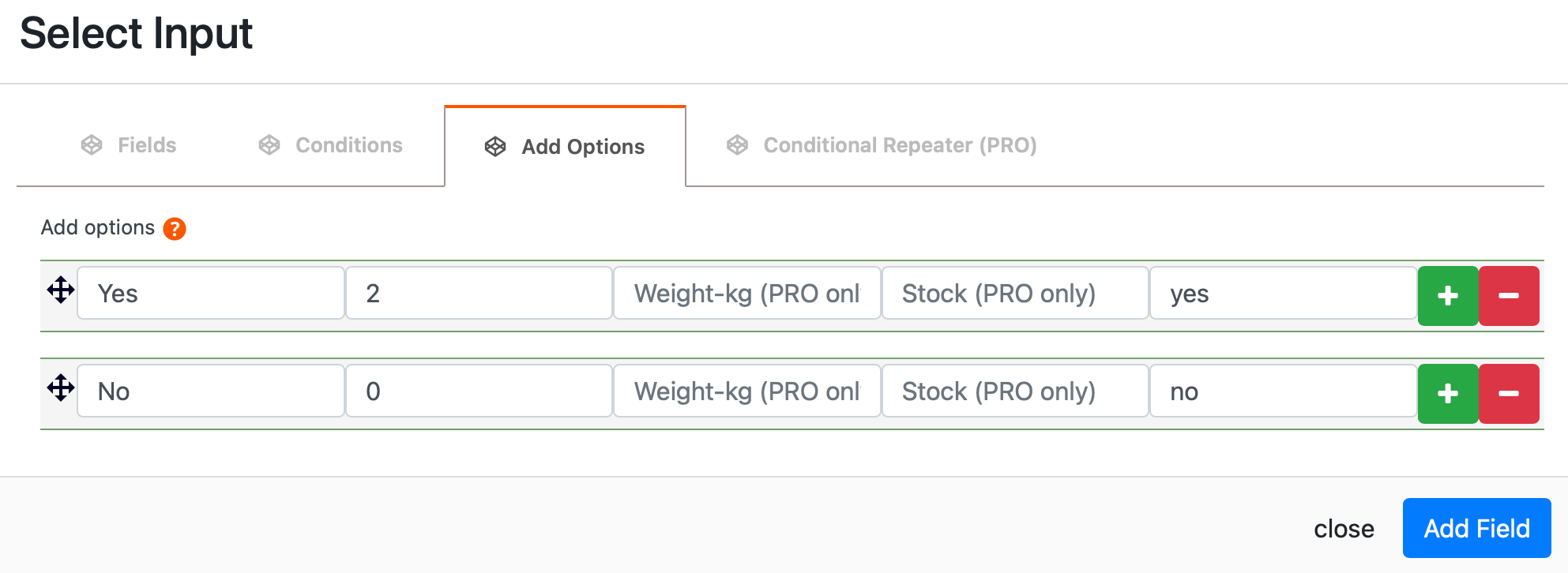 Add gift wrap options to your Select Input field