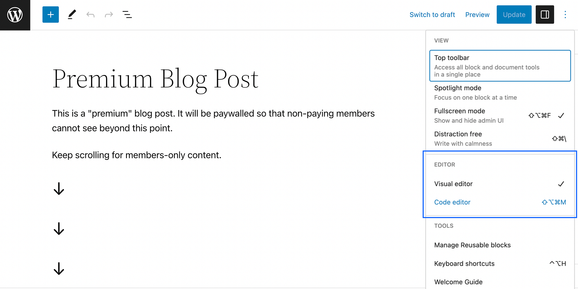 Open the Code Editor in WordPress.