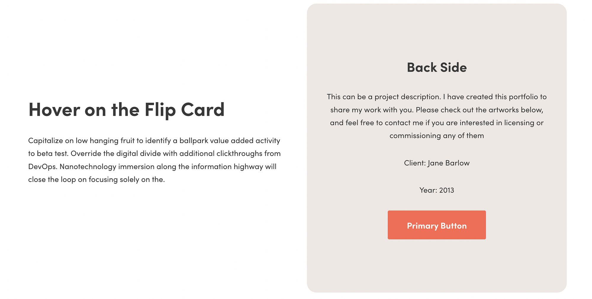 The back of a flip card.