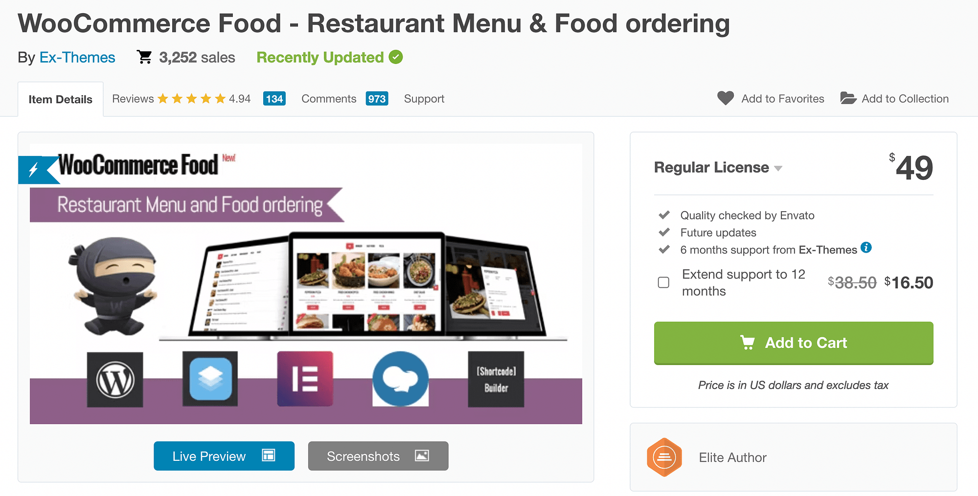 WooCommerce Food is a premium WordPress restaurant menu plugin.