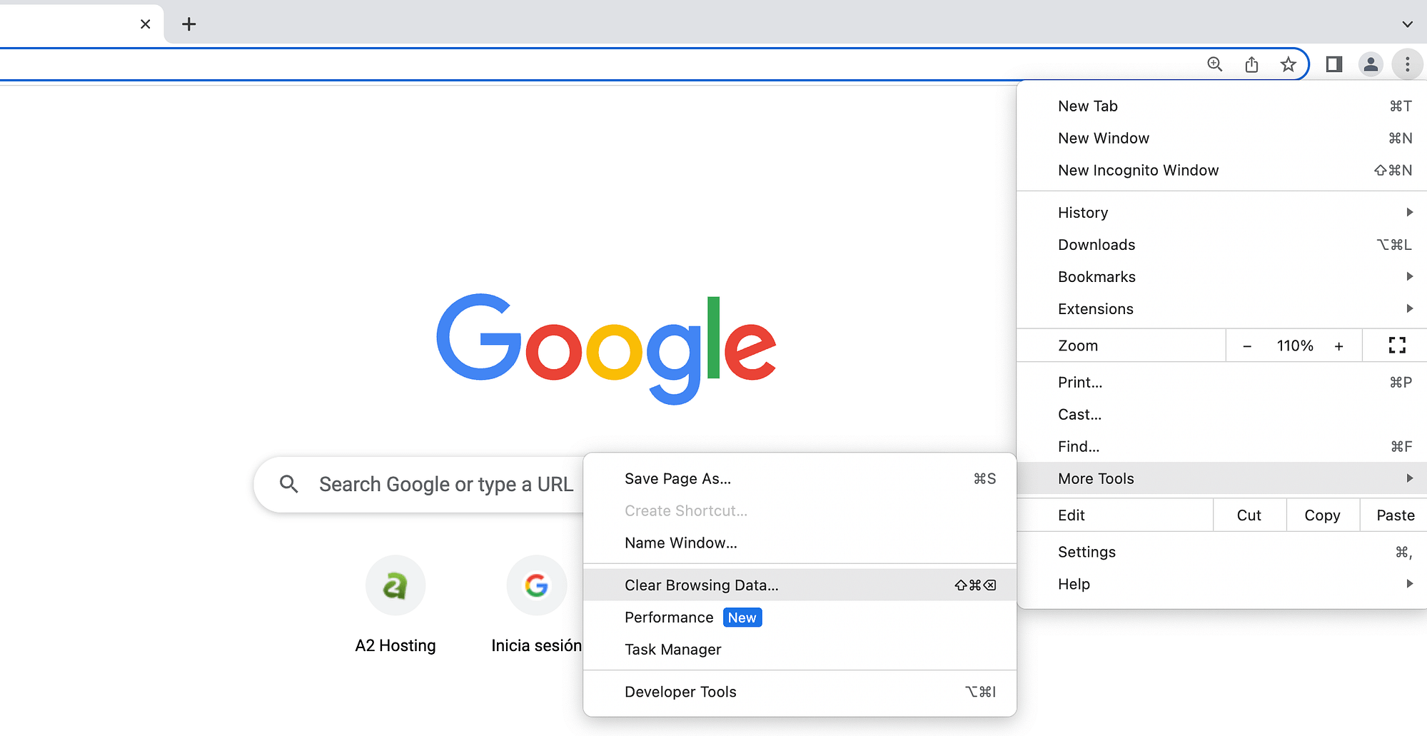 Инструменты Google Chrome.