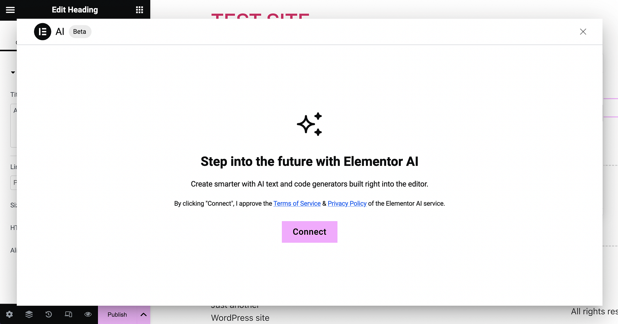 Connect WordPress to Elementor AI.