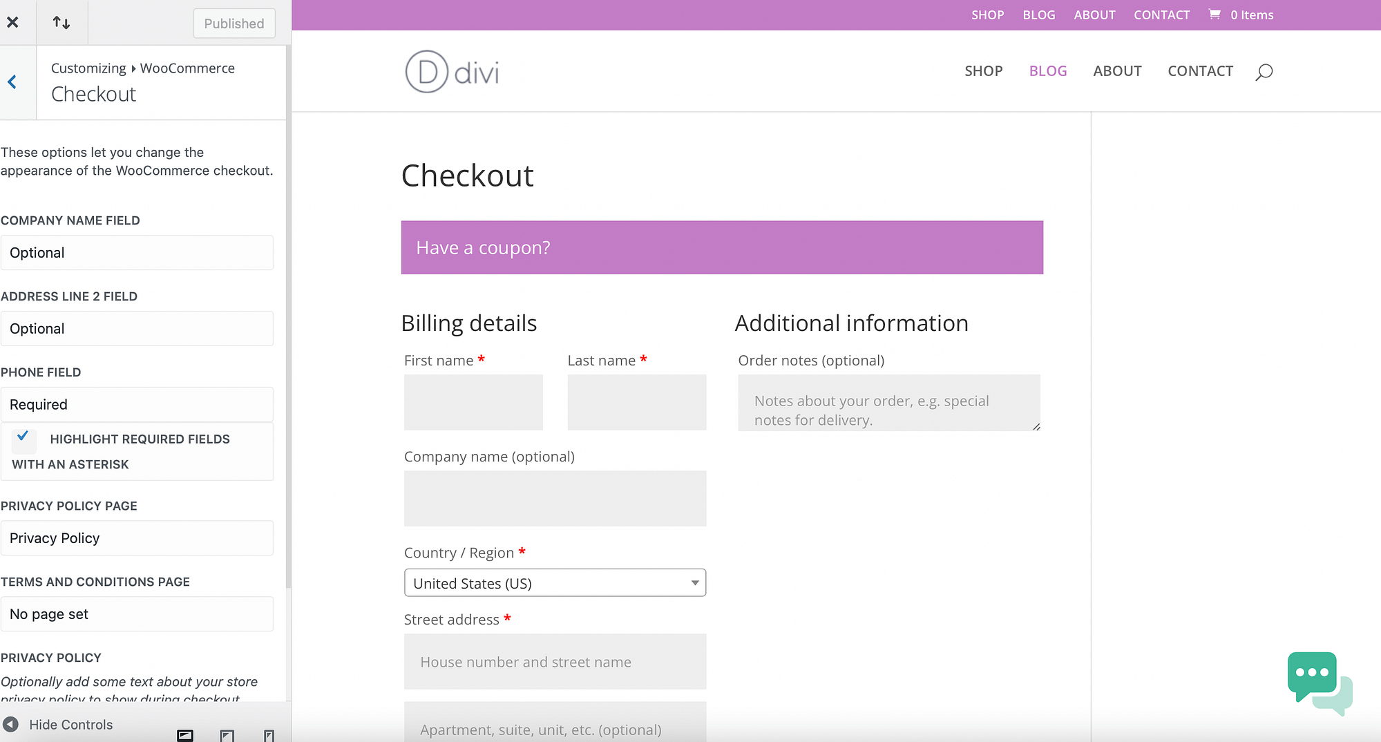 Customize checkout page.