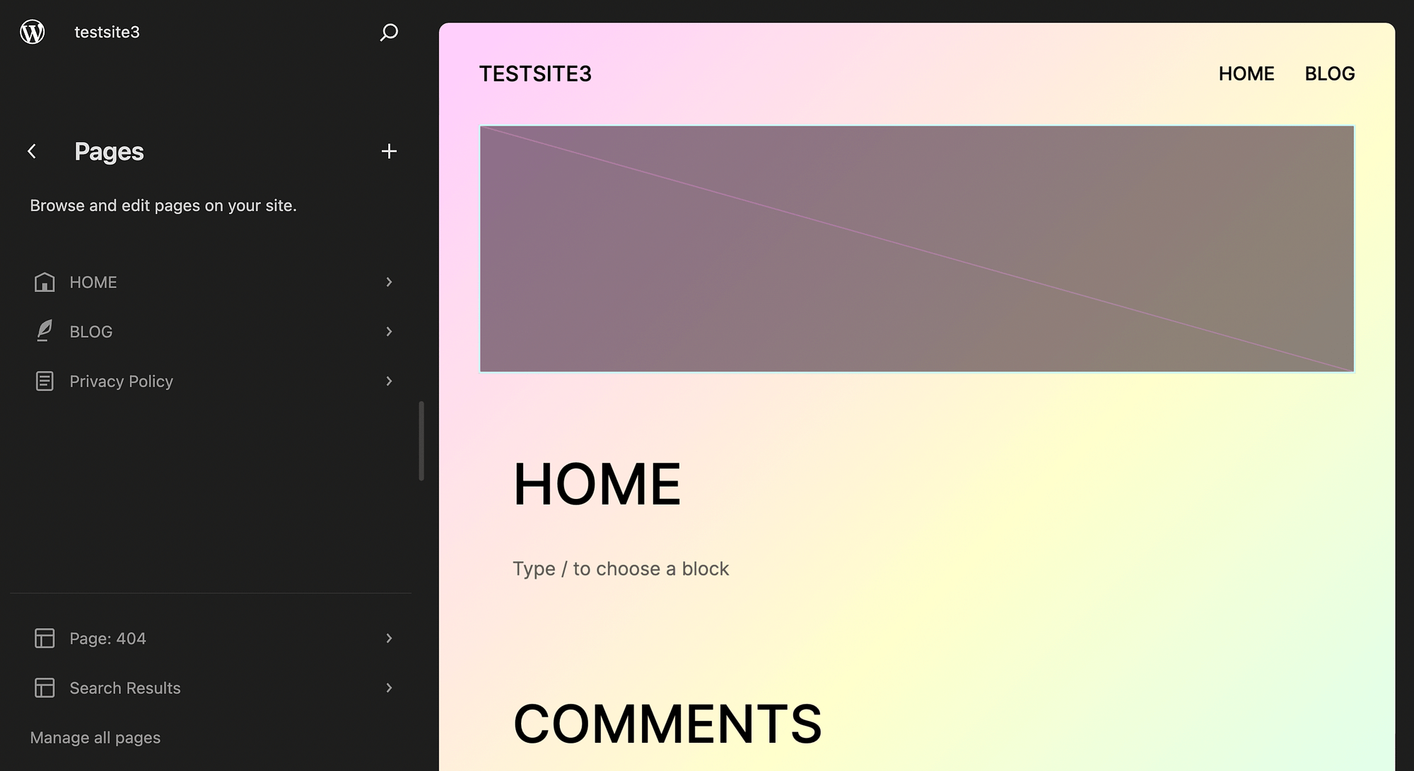 Open your WordPress blog page to edit it in the site editor.