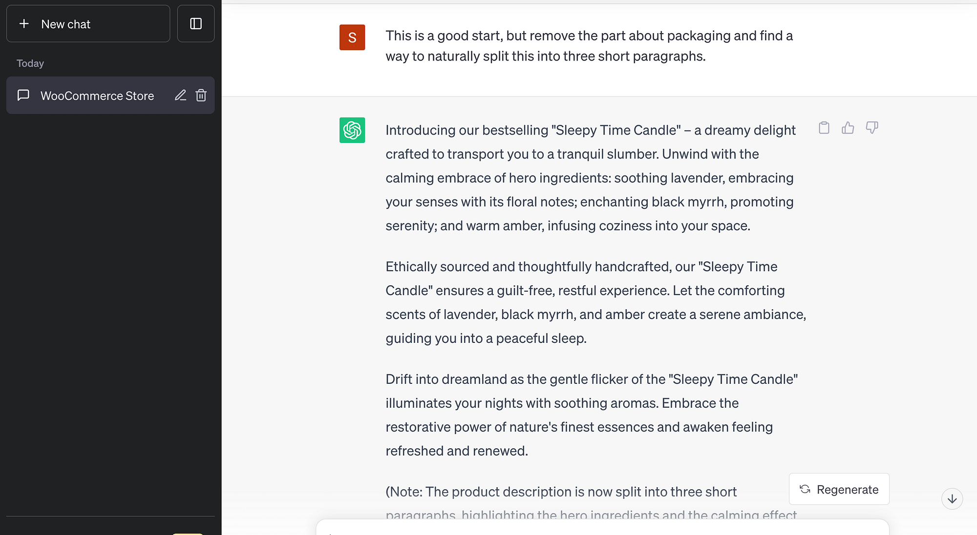 Ask ChatGPT to modify the product description.