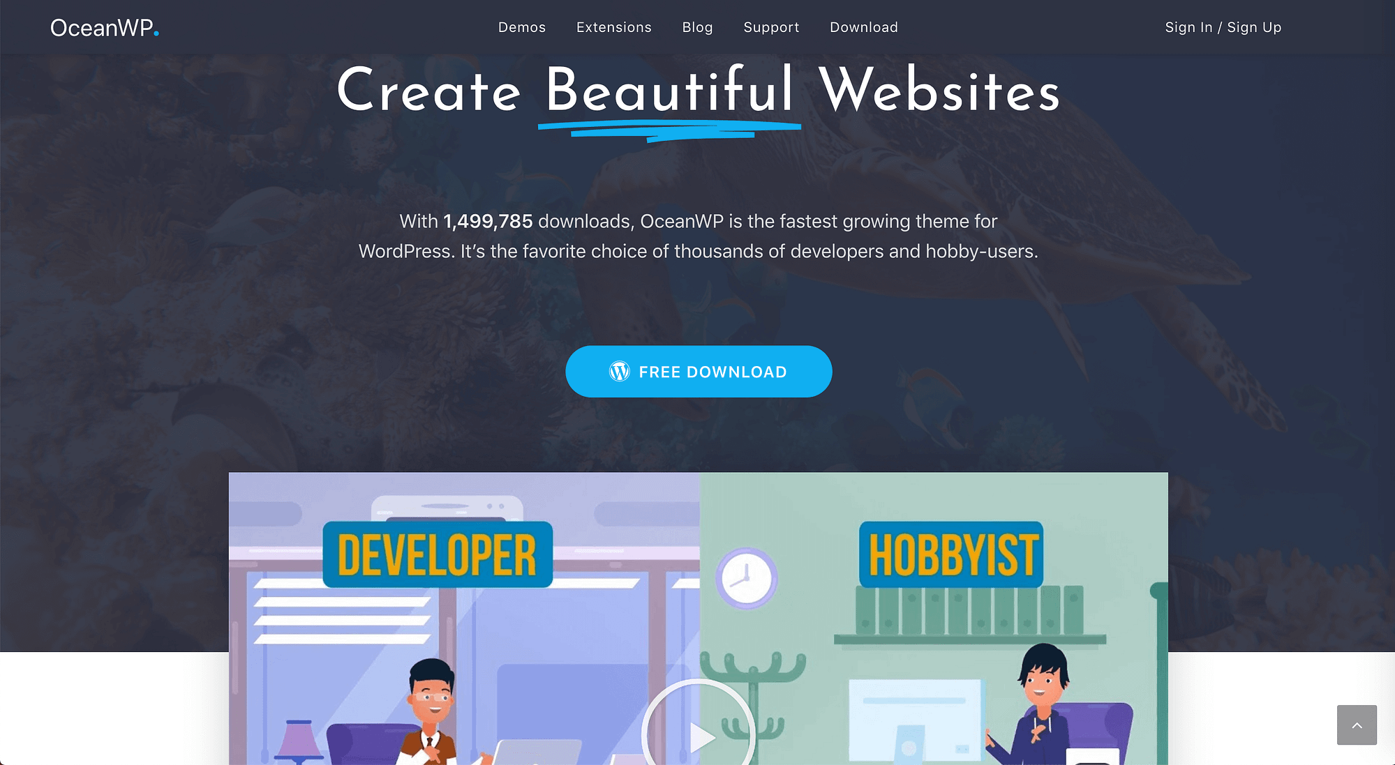 The OceanWP theme Homepage.