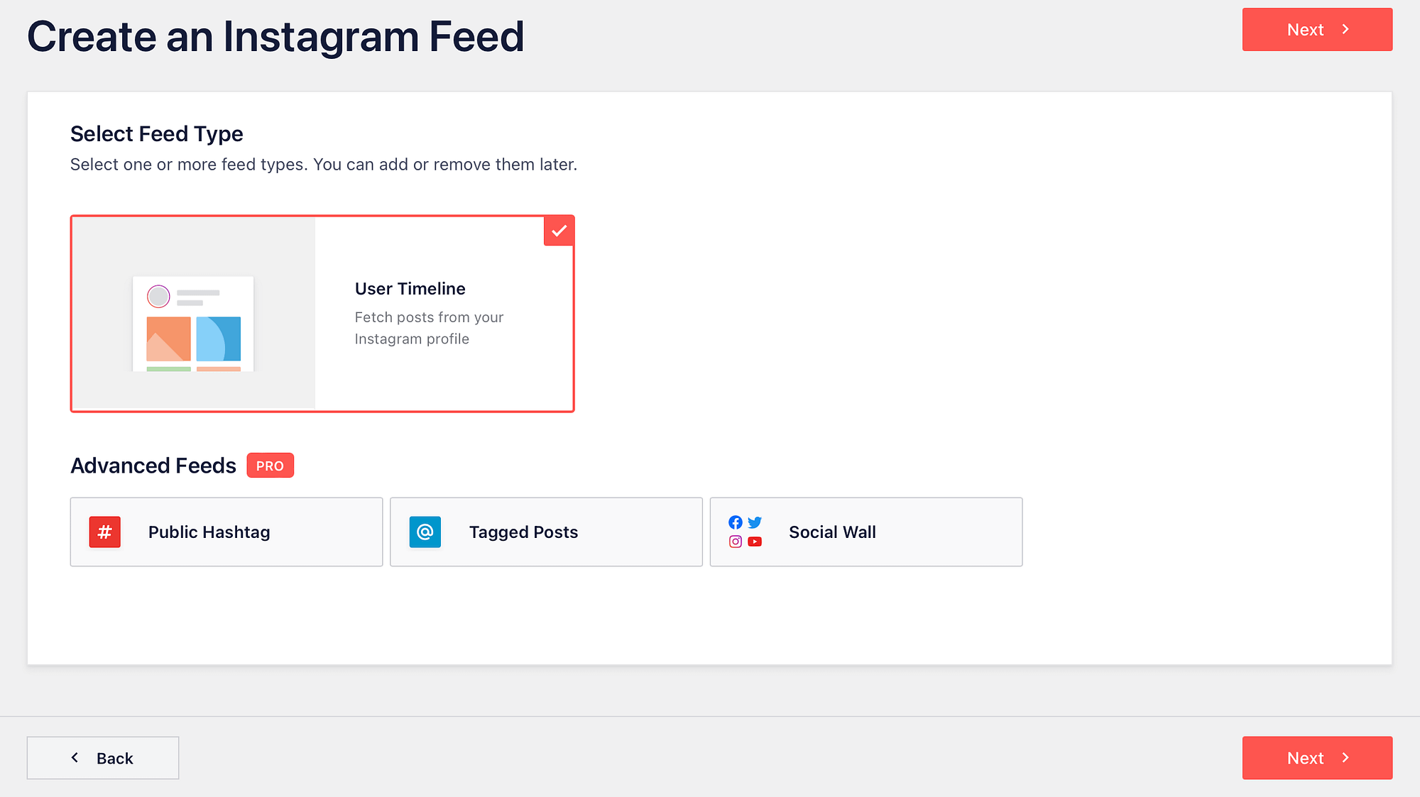 Create a user timeline feed.