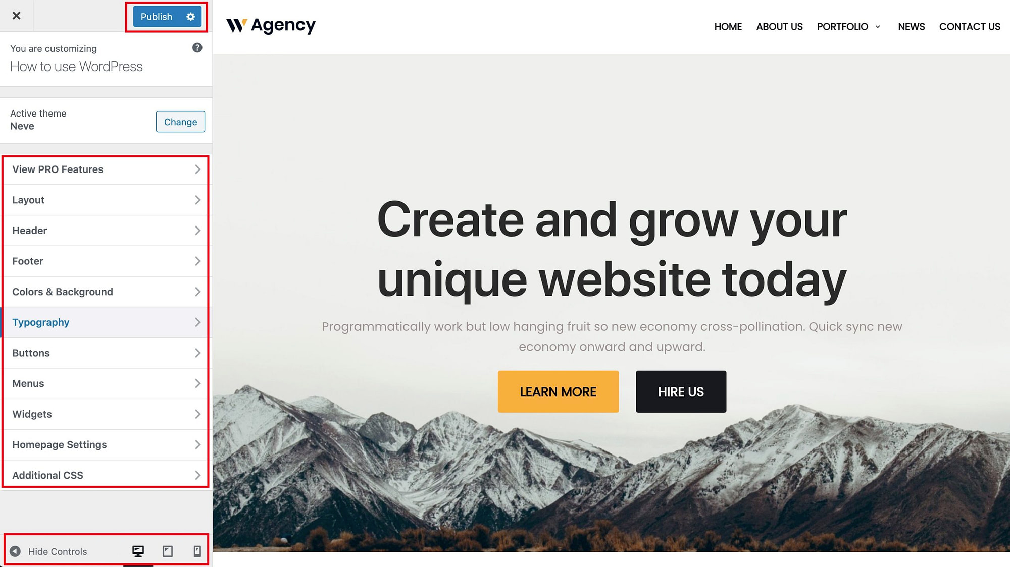 How to use the WordPress customizer