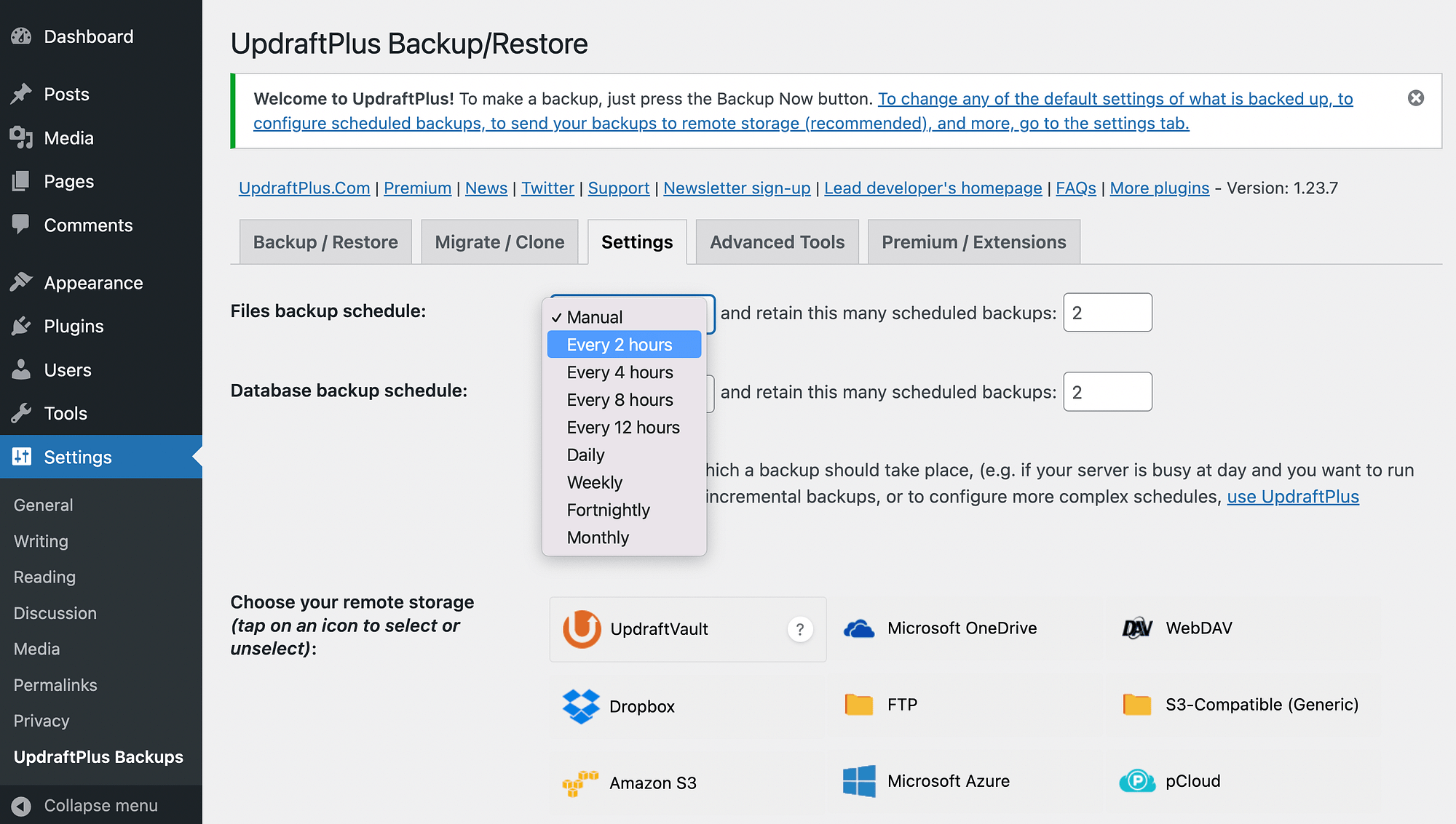 Cómo hacer una copia de seguridad de un sitio de WordPress de forma gratuita: elija el programa de copia de seguridad de archivos en UpdraftPlus.