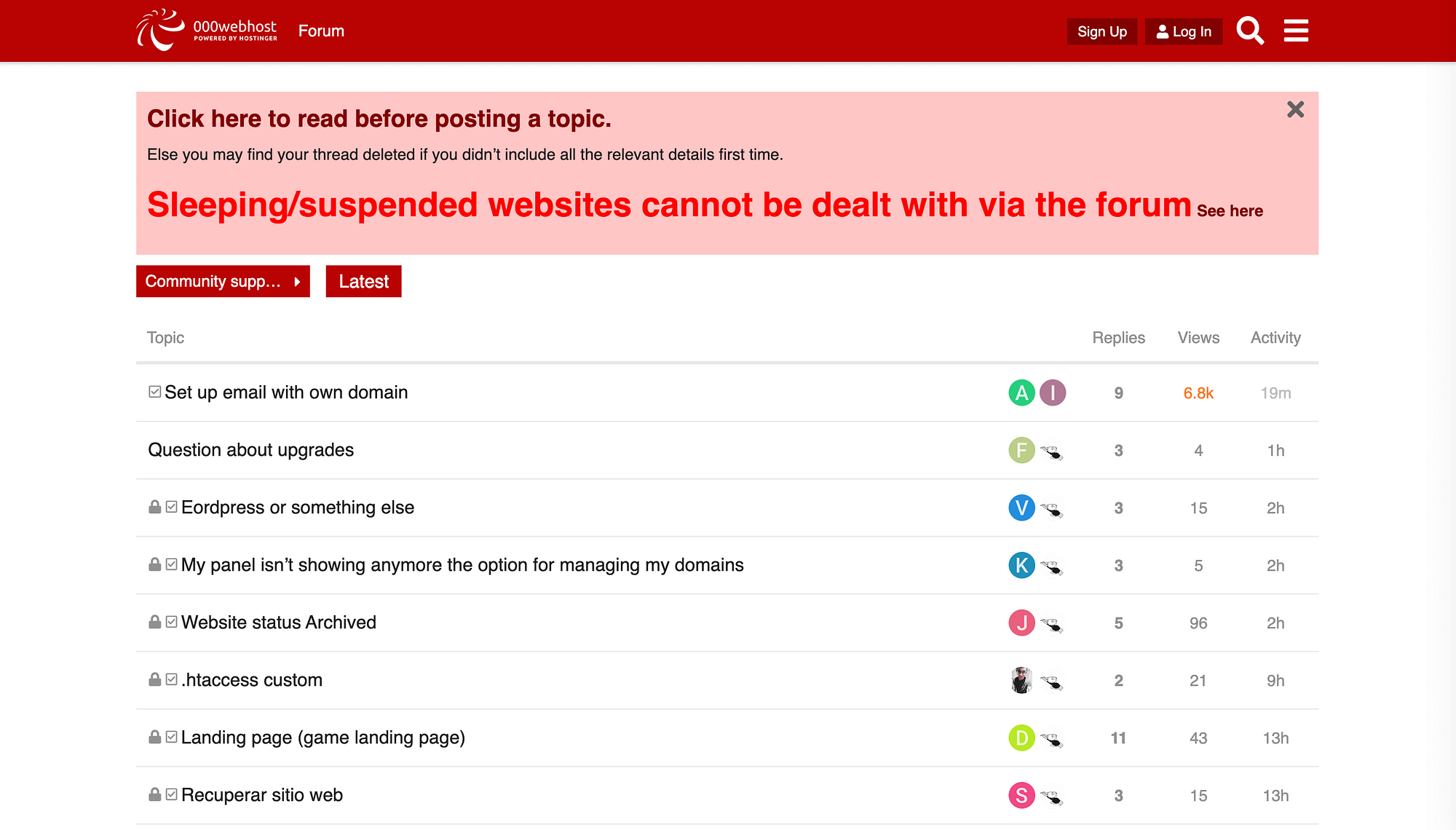 The 000webhost community support forums.