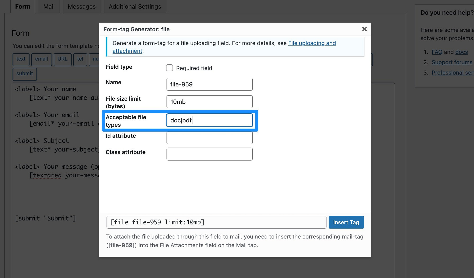 Configure the accepted file types on your file upload form.