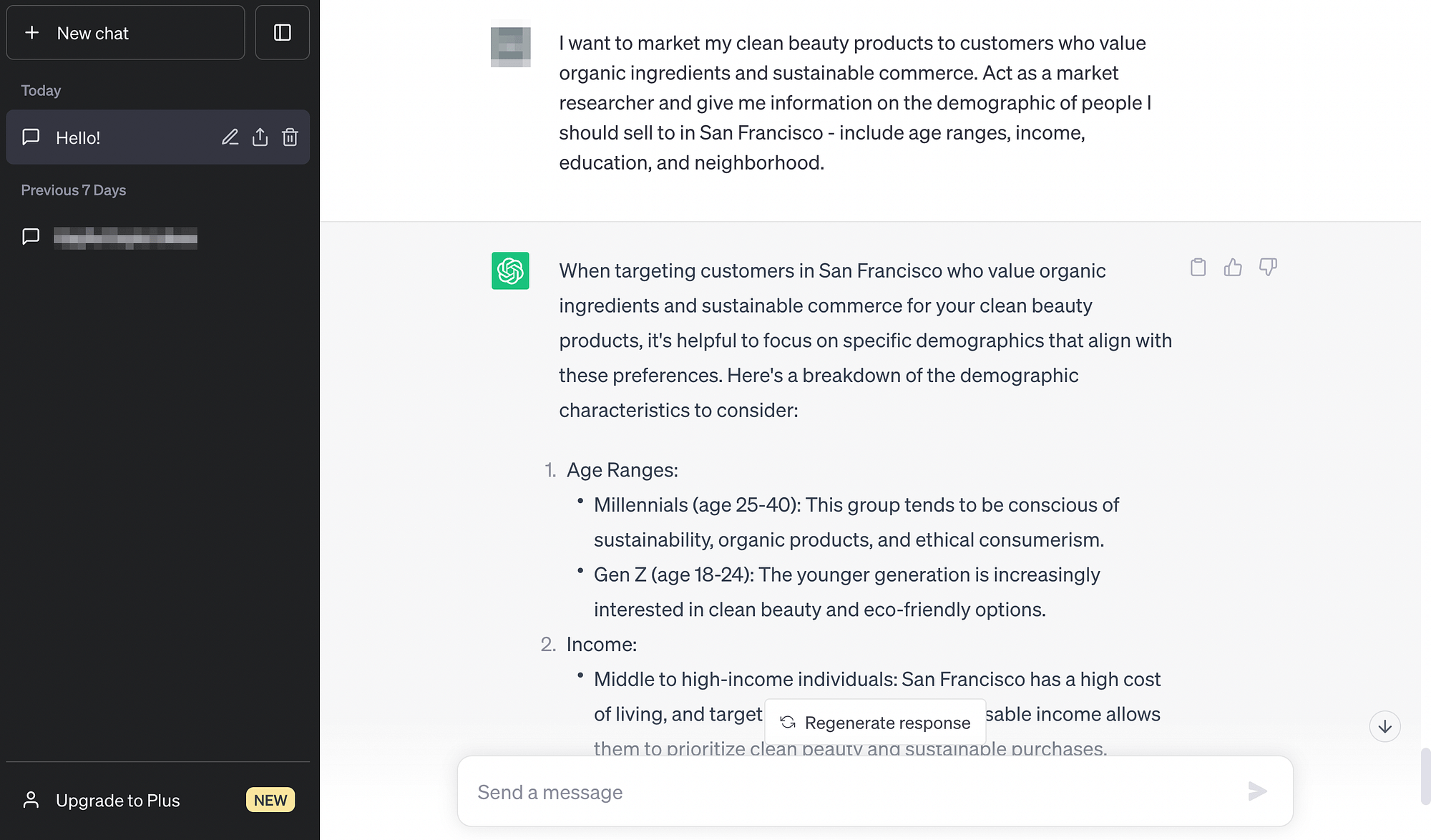 Using ChatGPT for market research.