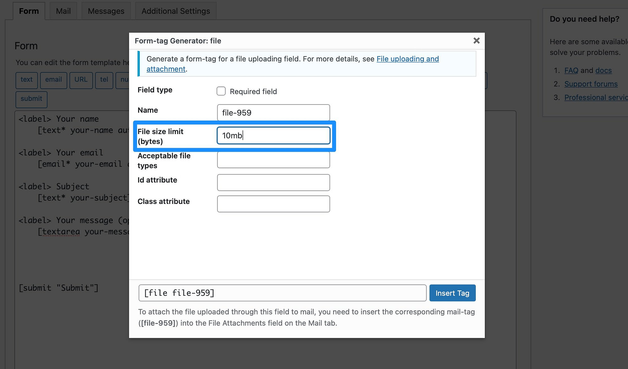 Set file limits on your file upload form.