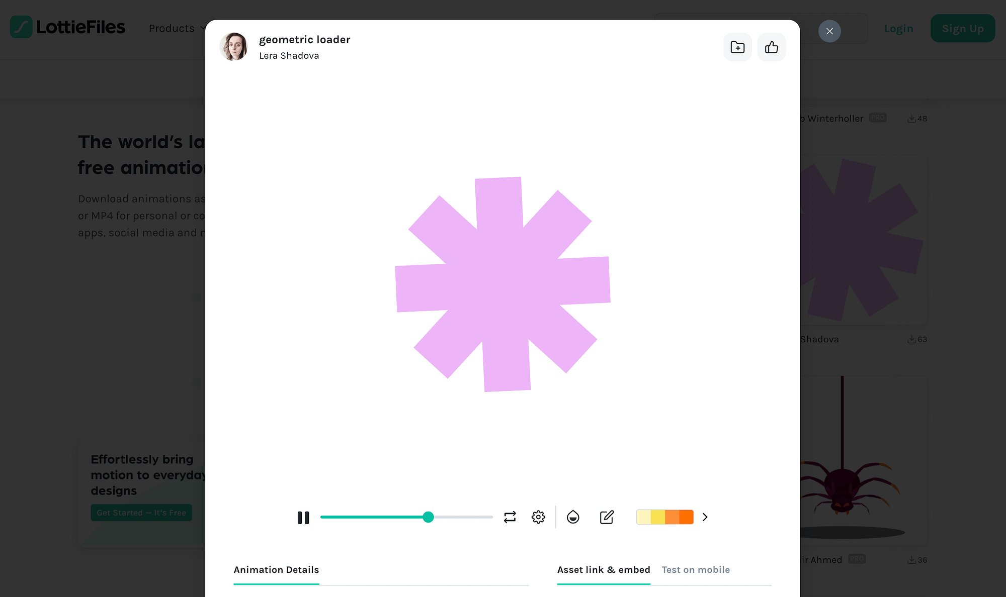 An example animation from the Lottie website.