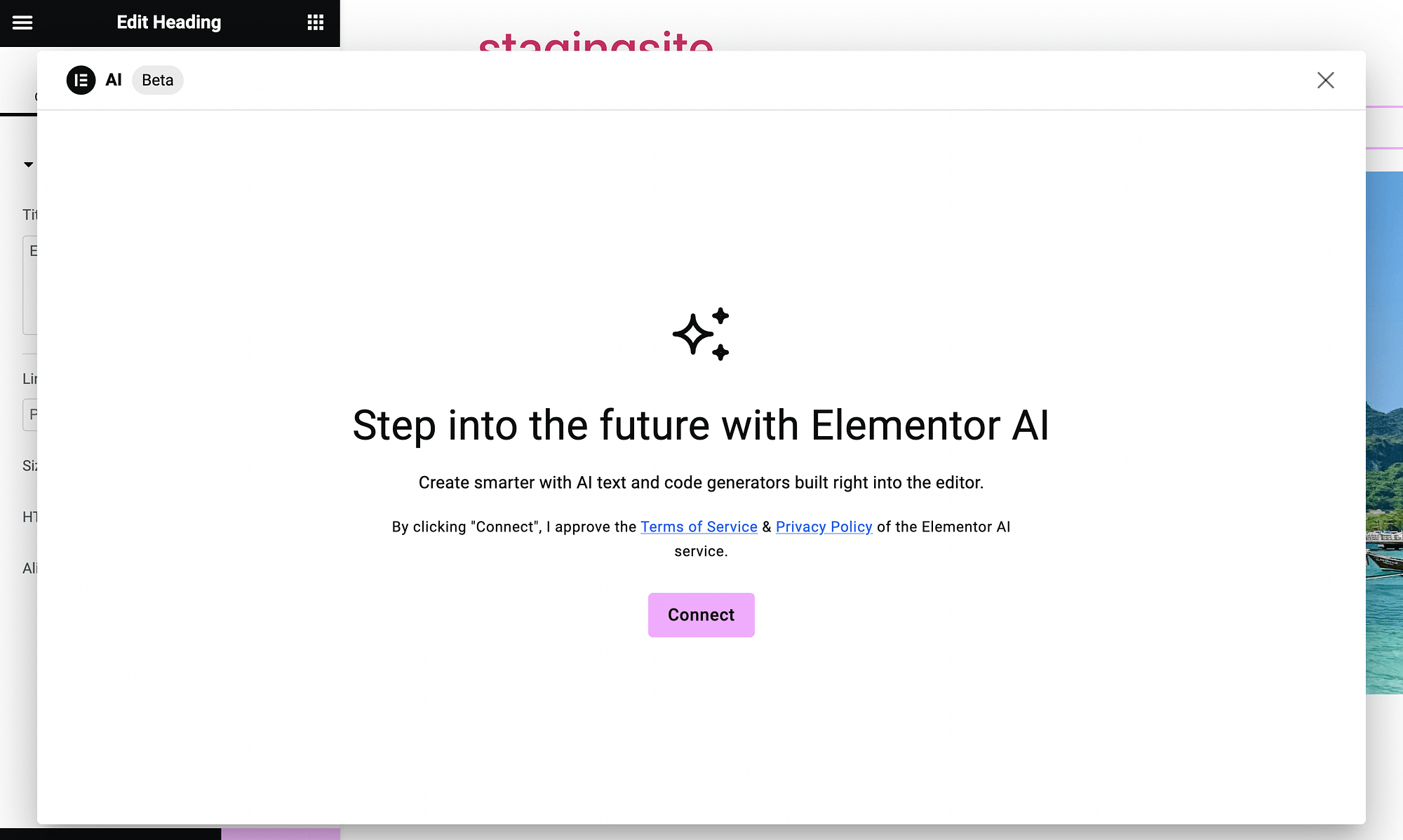 Connect to Elementor AI.