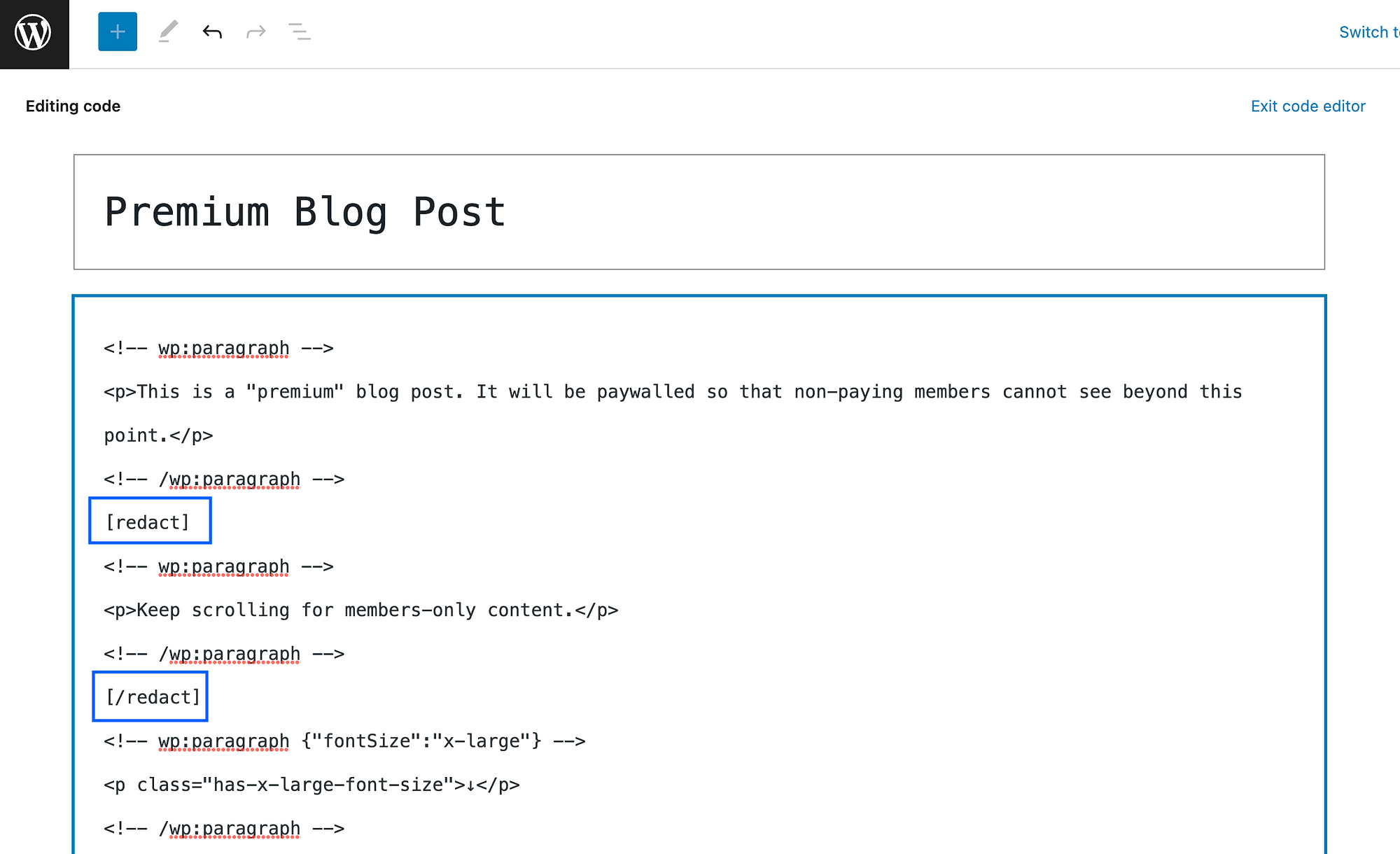 Redacting text in WordPress.