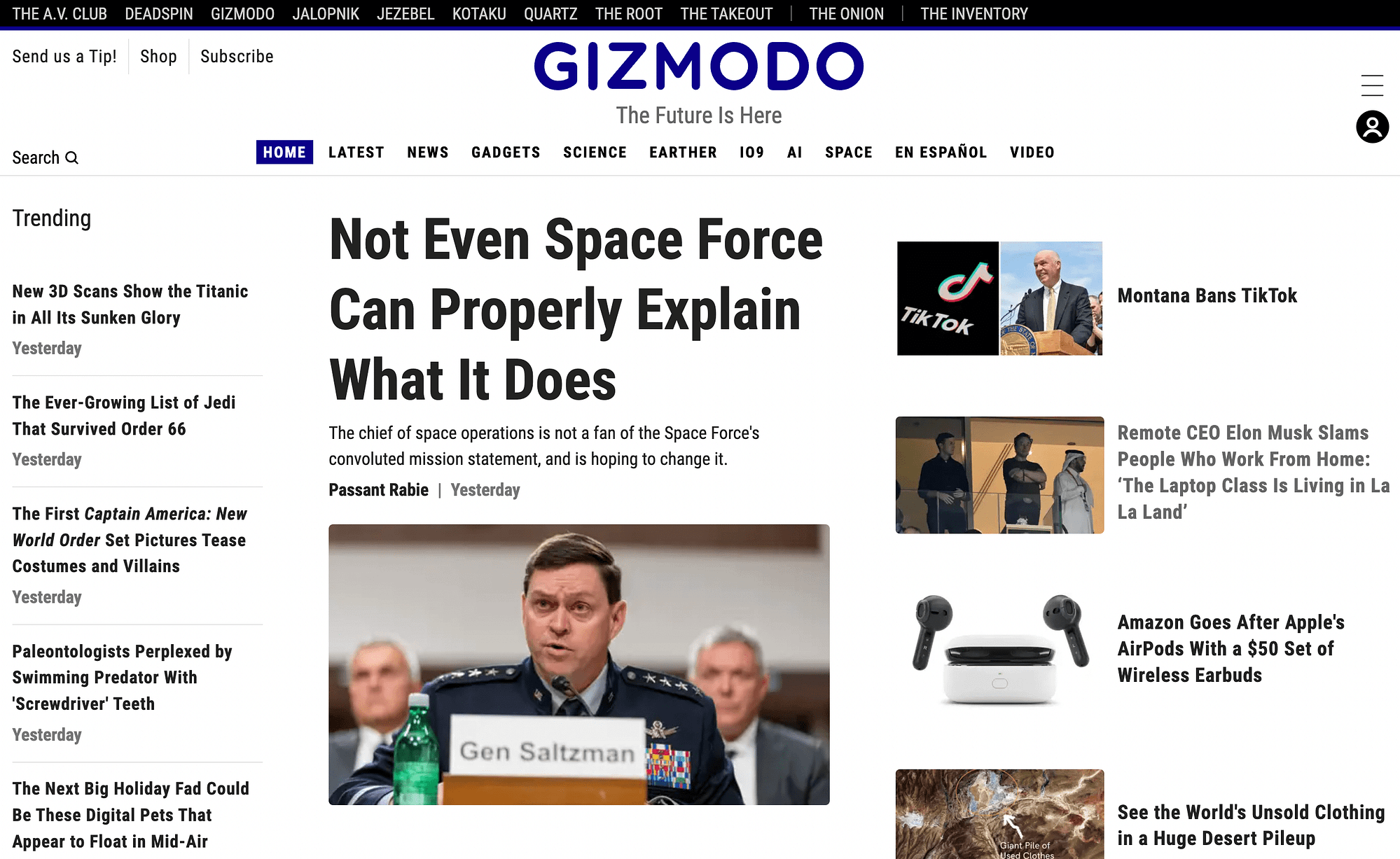 An example of a page with content clutter.