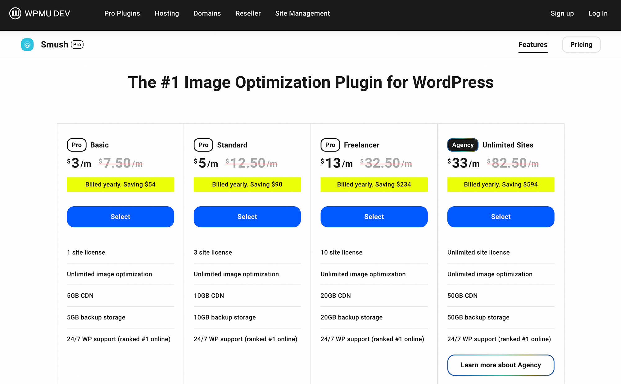 Smush Pro pricing.