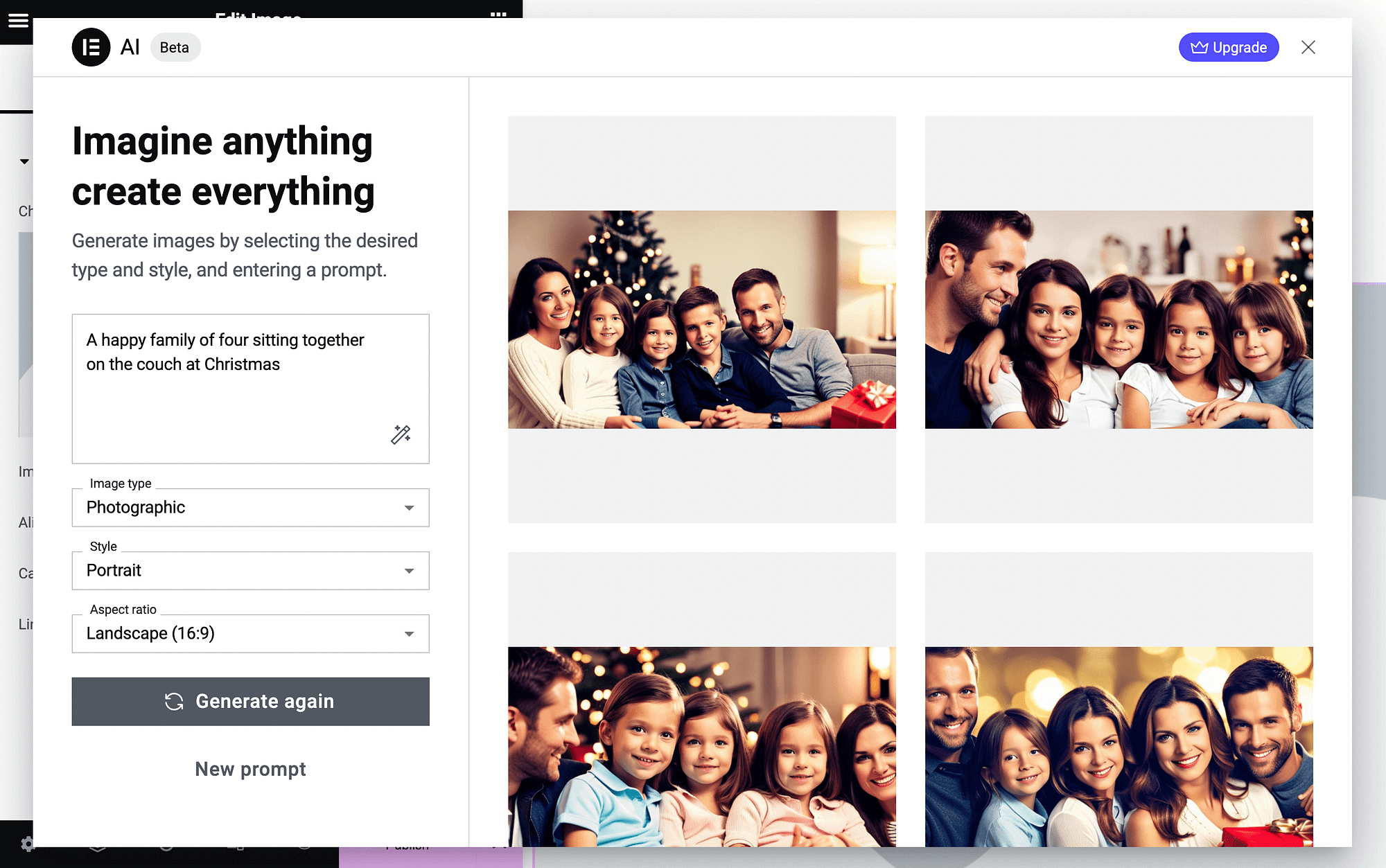 An example of an AI-generated family at Christmas.