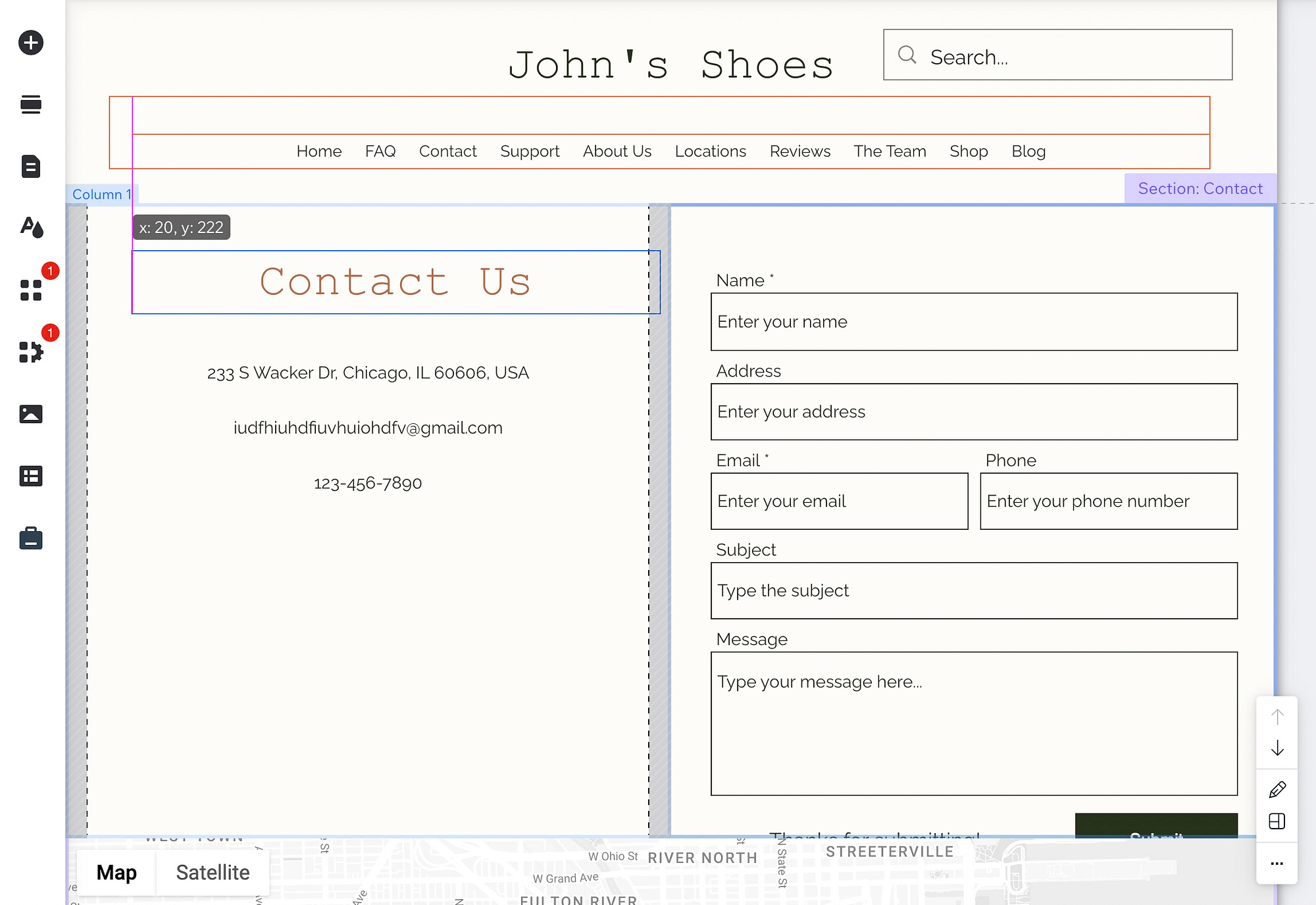 Designing a contact page.