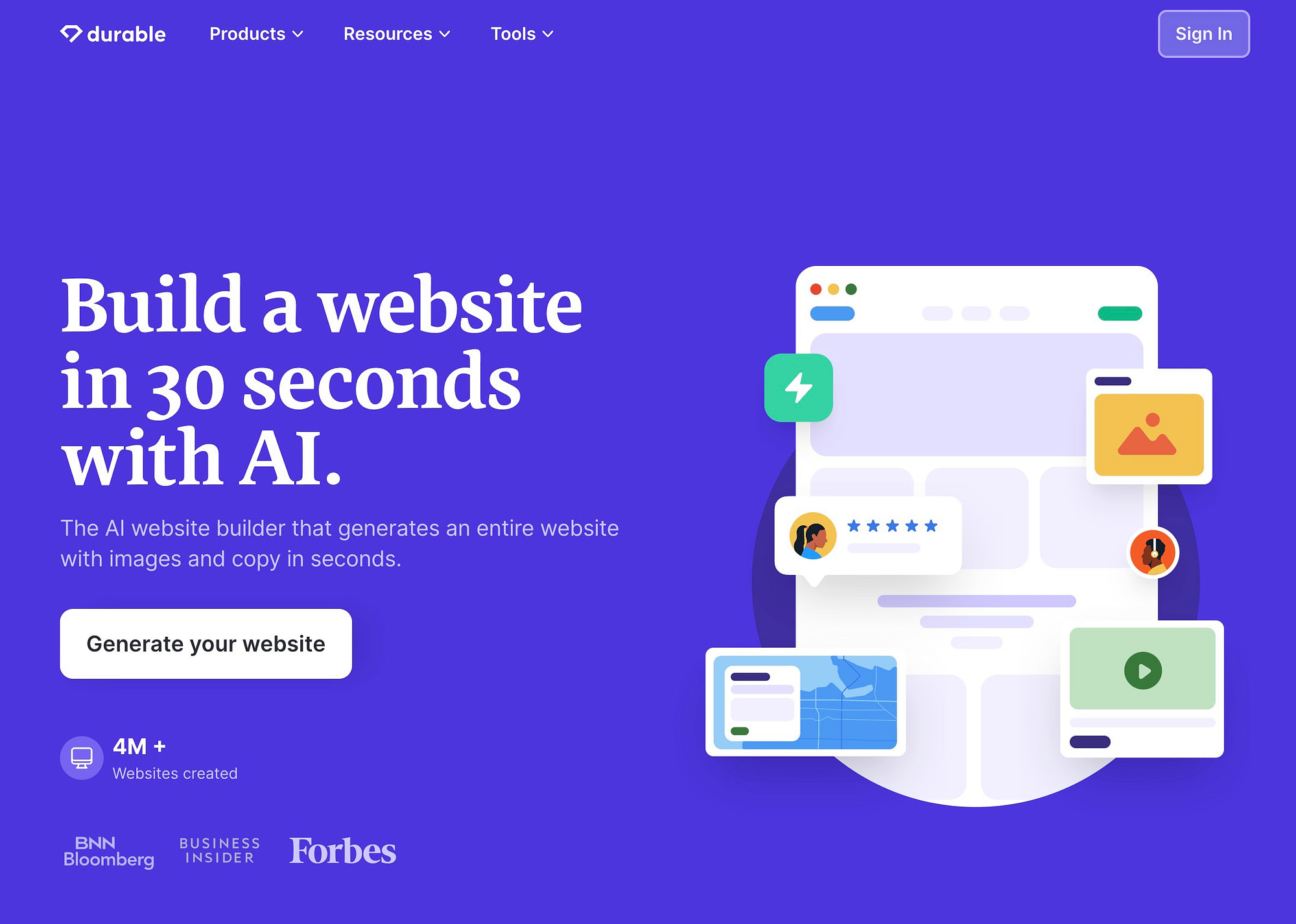Generate a website with AI using Durable.