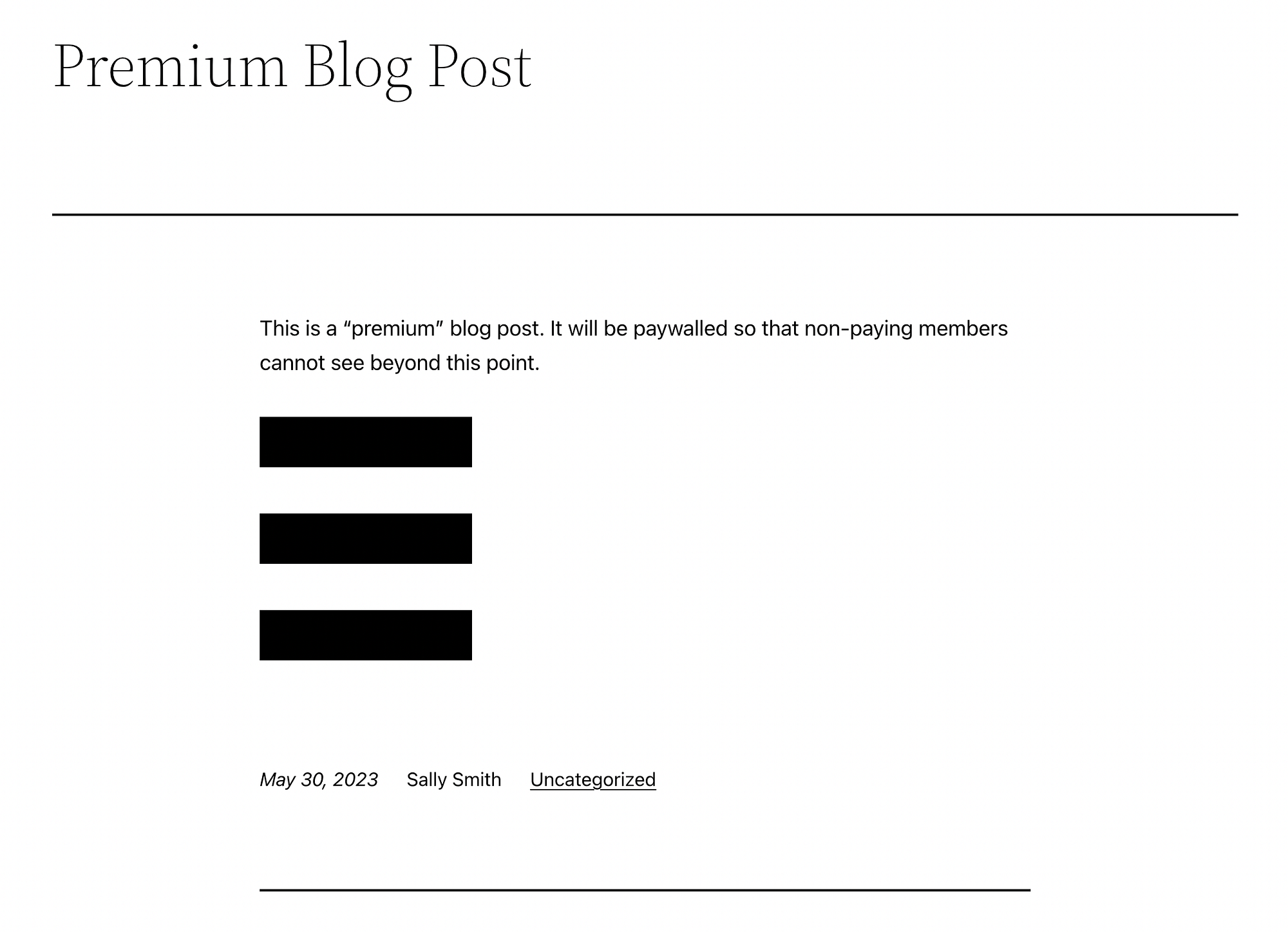 Last example of modified text in WordPress.