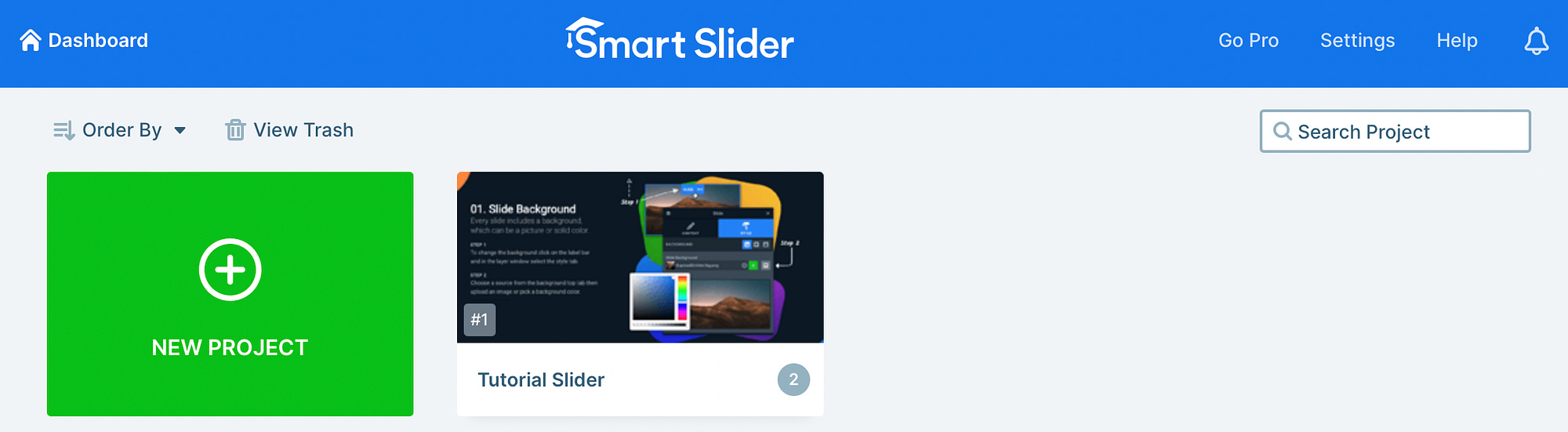 Smart Slider dashboard.