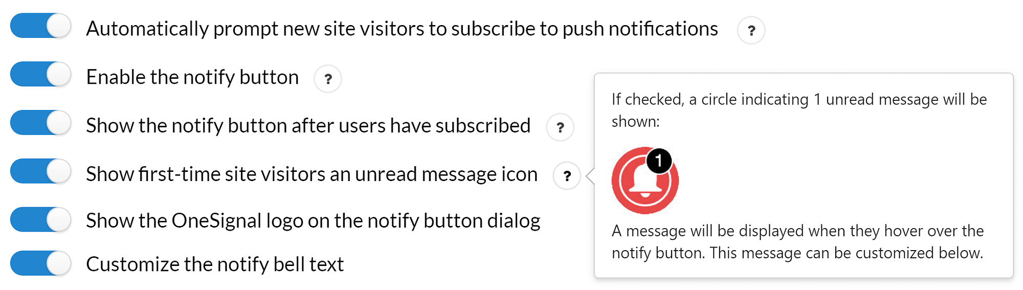 The opt-in settings section.