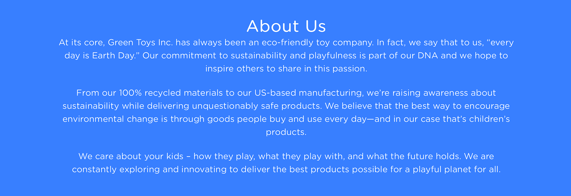 An example of a brand story from Green Toys Inc.