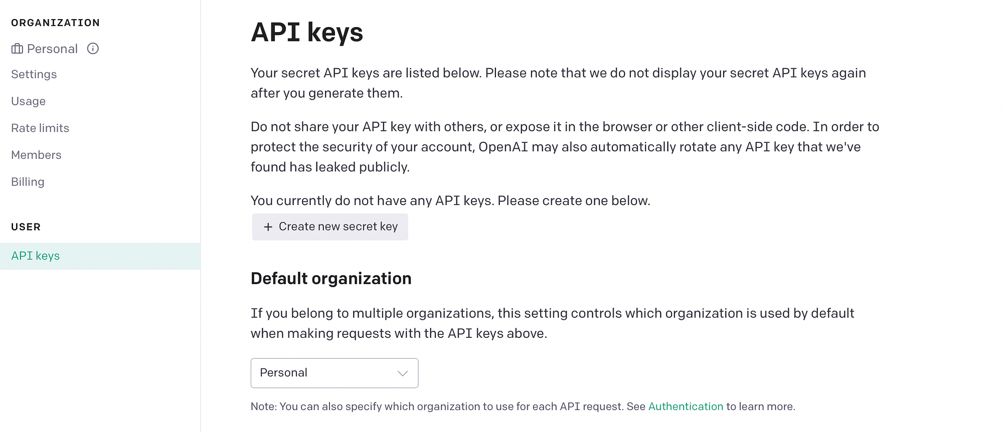 Generate Open AI API key.