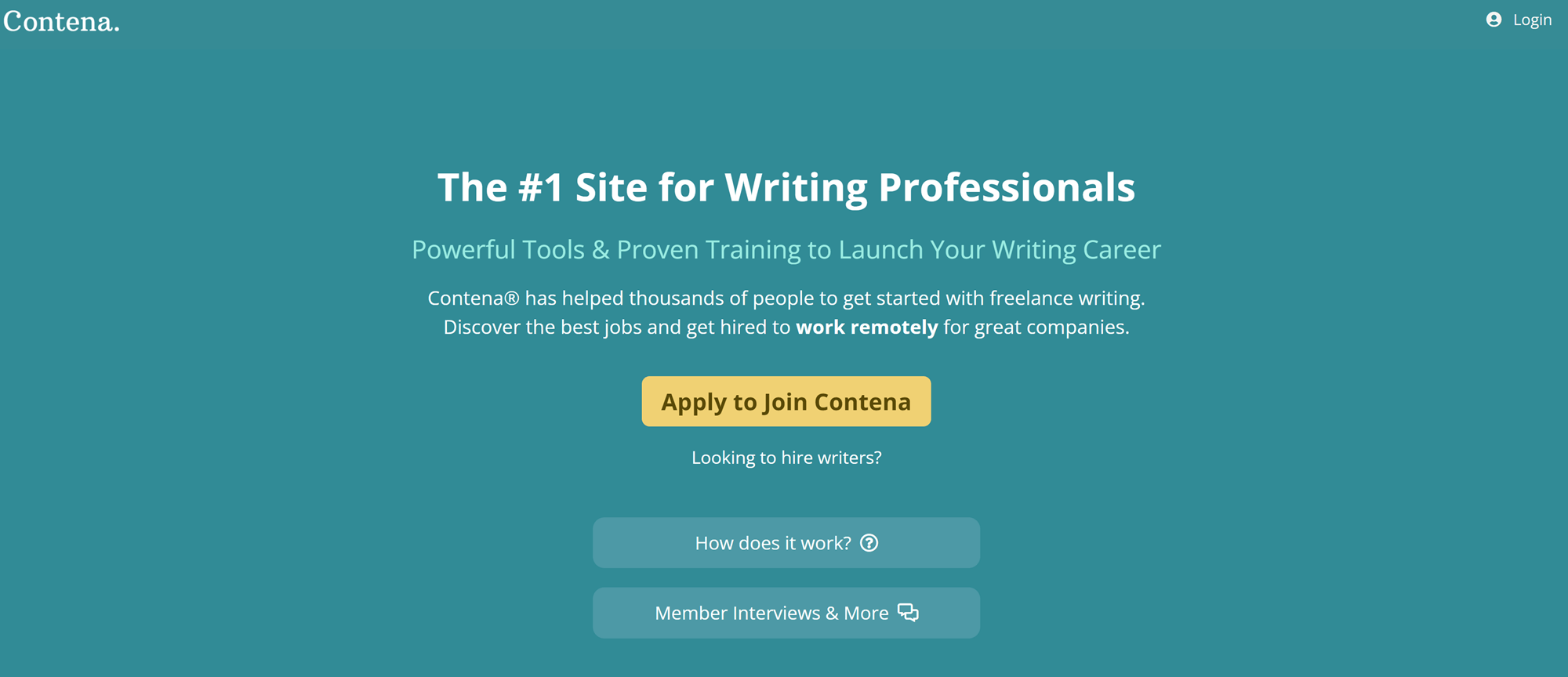 Best freelance writing websites: Contena homepage.