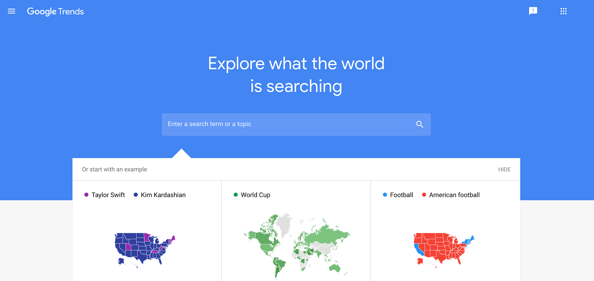 The Google Trends tool.