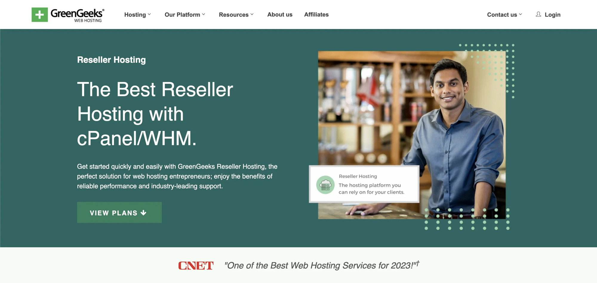 Green Geeks' reseller hosting page
