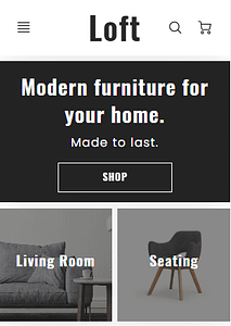 Loft theme mobile design for Shopify