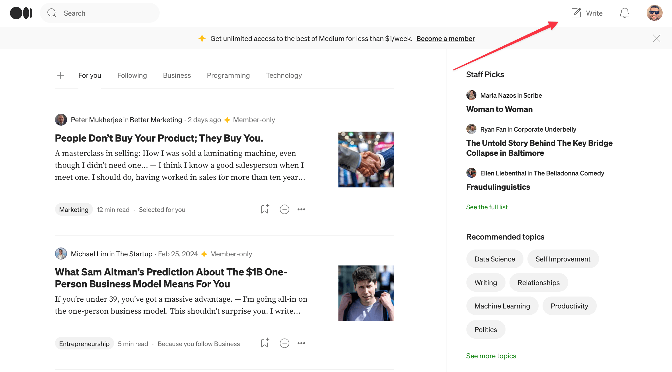 Add a story in Medium