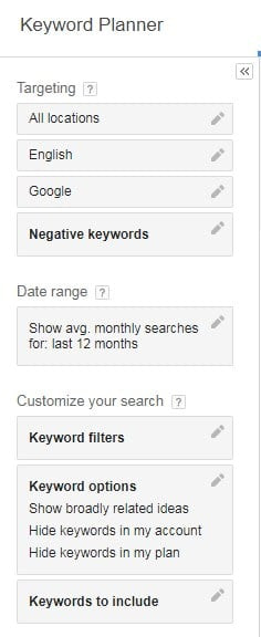 keyword research for WordPress via Google Keyword Planner