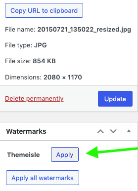 Manually apply watermark to a specific image in the WordPress media library