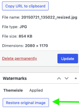 Manually remove watermark from a specific image in the WordPress media library