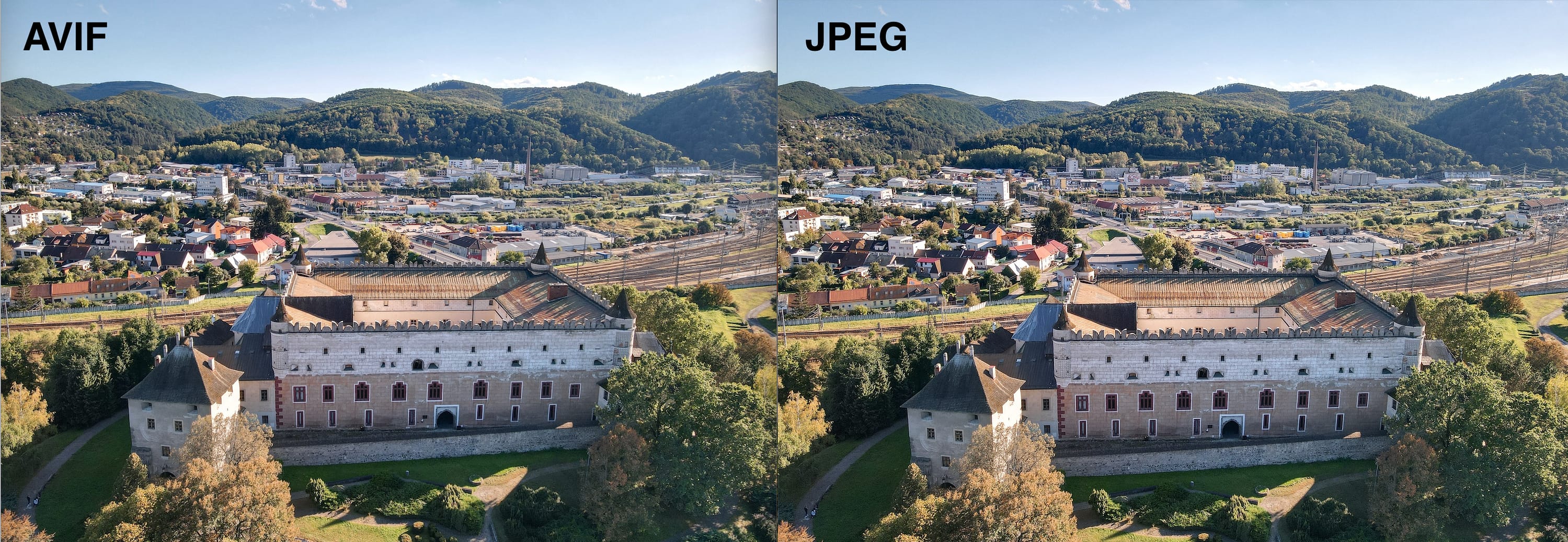 AVIF vs JPEG compared for the same image.