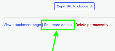 Click "edit more details" in the WordPress Media Library to begin the process of manually adding a watermark to a specific image.