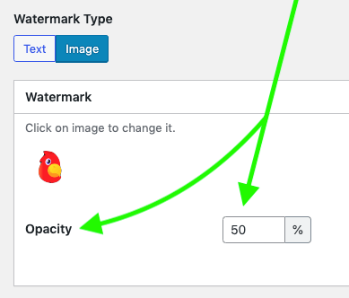 Adjust opacity of watermark in Easy Watermark