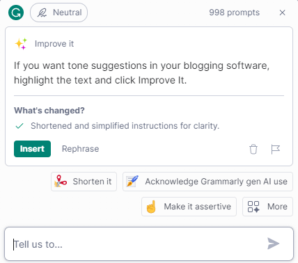 Grammarly Premium improvements.