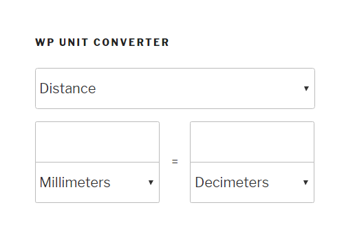 A screenshot of the WP Unit Converter plugin calculator.